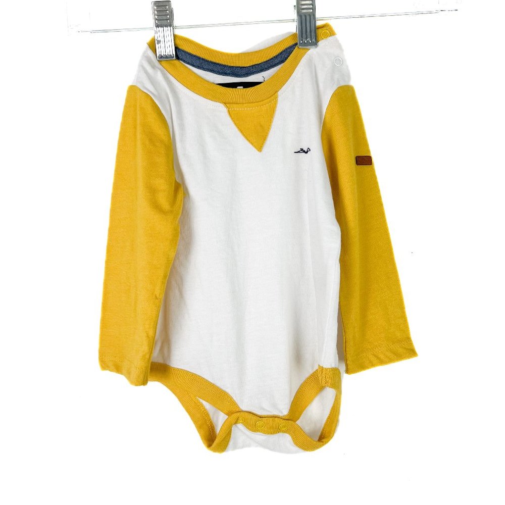 NWOT 7 for all Mankind Raglan Long Sleeve One Piece Bodysuit Boy's Siz 6/9M NEW